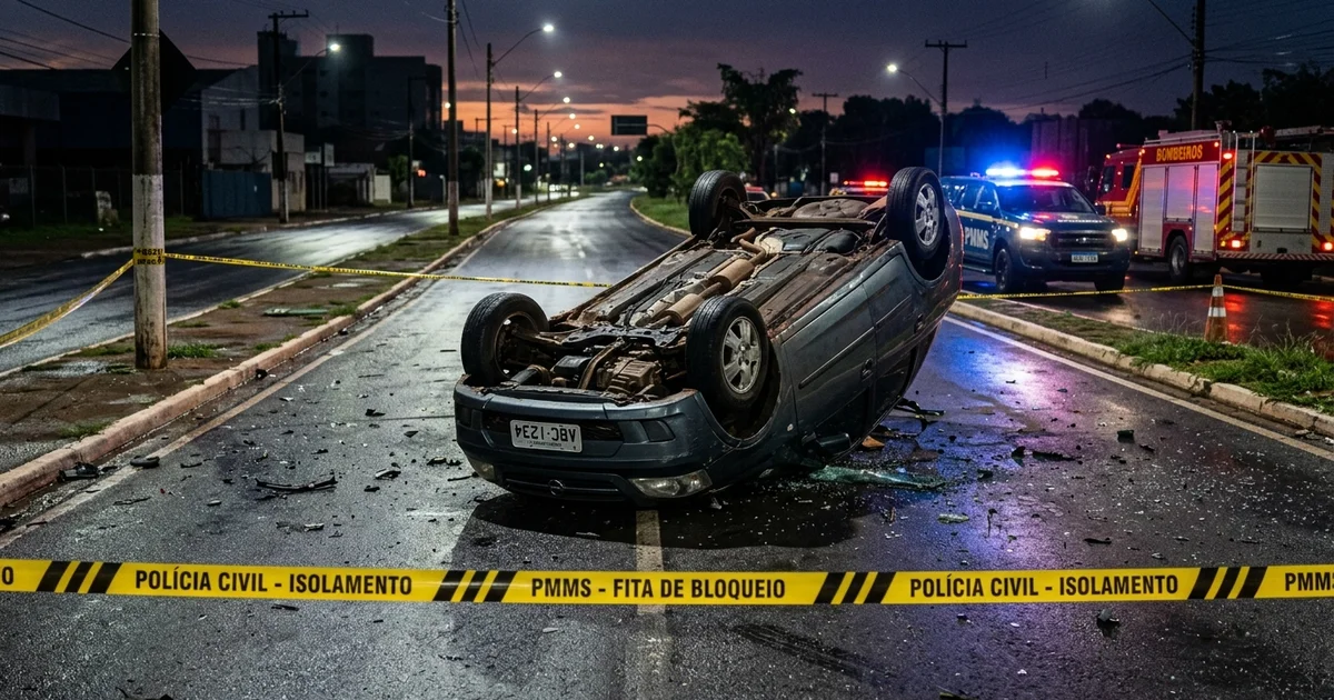 Tragédia na Guaicurus: Capotamento de Corsa Deixa Motorista Morto e Feridos em Campo Grande