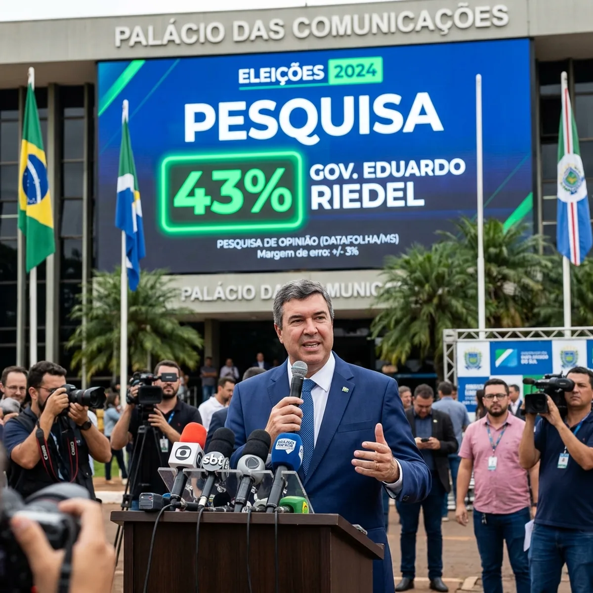 Pesquisa Real Time Big Data: Riedel lidera com 43% e consolida caminho para reeleição em MS