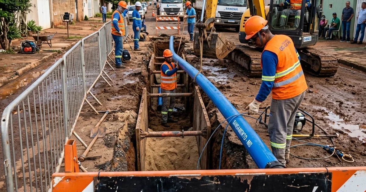 Obras de Saneamento avançam no interior de MS com investimentos de R$ 45 milhões da Sanesul