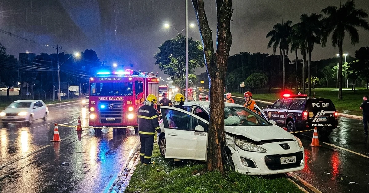Luto em Brasília: Acidente Fatal na EPIG Deixa Bancário Morto e Filhos Feridos