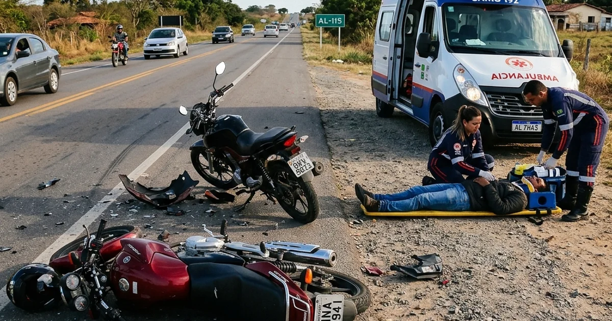 Colisão entre Motocicletas na AL-115 deixa Condutor de 58 Anos Ferido em Arapiraca