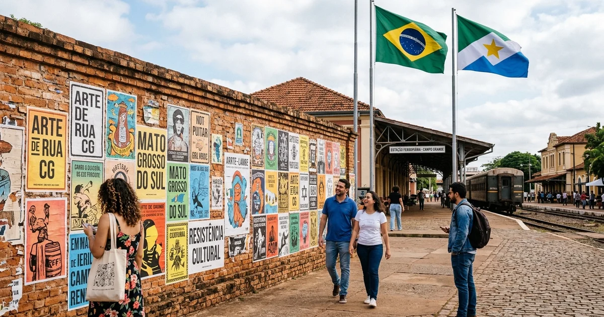 Esplanada Ferroviária de Campo Grande recebe exposição coletiva de arte urbana lambe-lambe