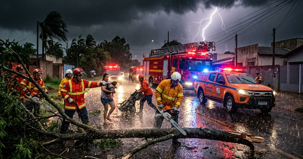 Inmet e Defesa Civil Emitem Alerta de Tempestades Severas e Granizo para MS: Bombeiros Mobilizam Força-Tarefa no Interior