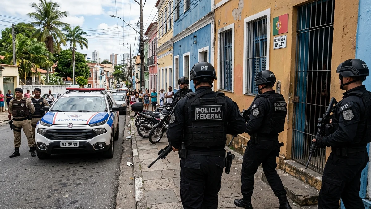 Equipes integradas da PF e da PMBA em operação conjunta na capital baiana — Foto: Divulgação