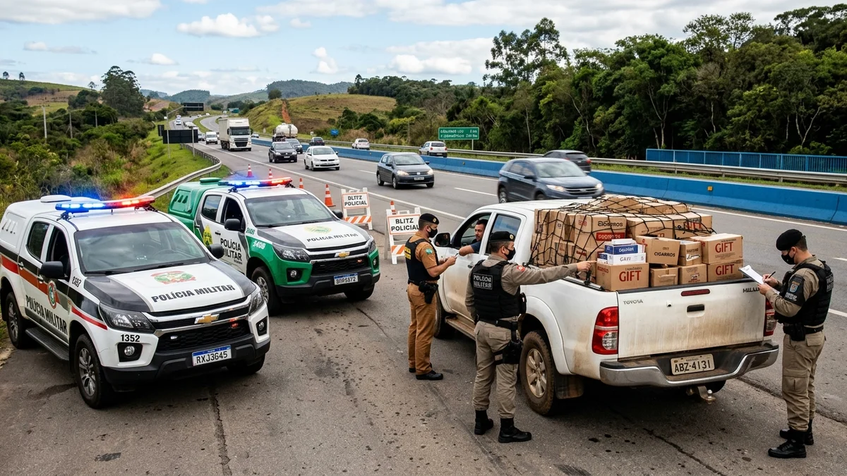 Divisa Integrada: PMSC e PMPR apreendem 23 mil maços de cigarro contrabandeado após confronto