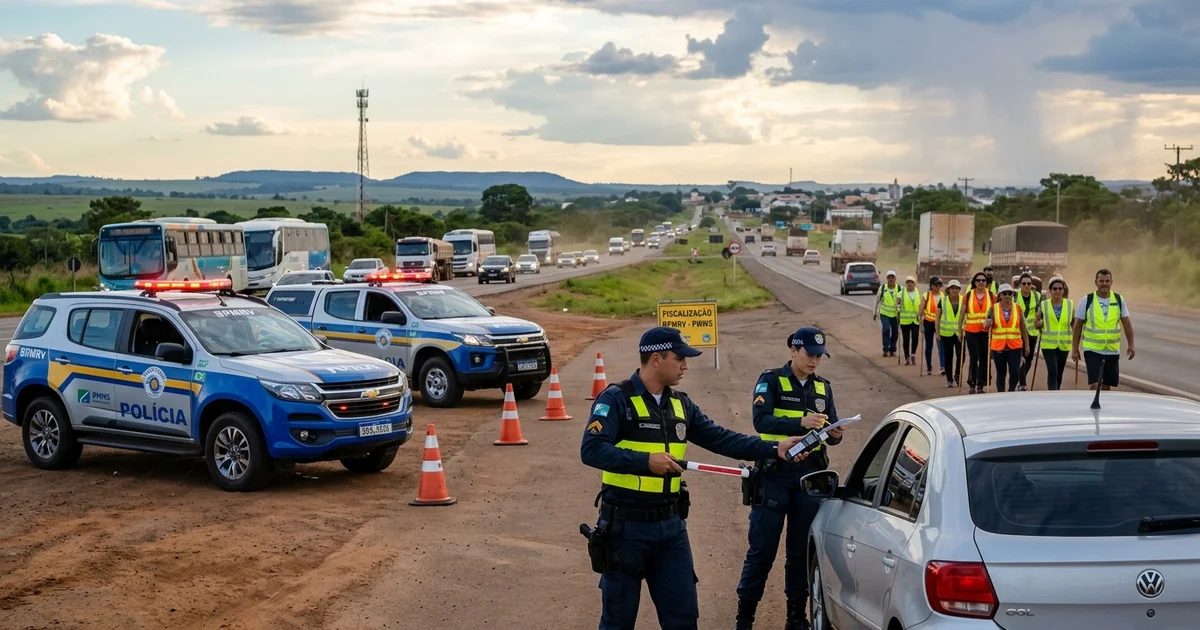 Operação Padroeira 2026: BPMRv e PRF Intensificam Fiscalização e Escolta de Romeiros nas Rodovias de MS