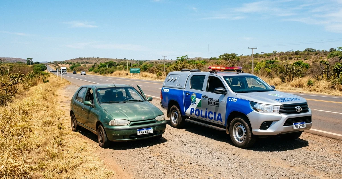 Bandeirantes: PM Intercepta Fiat Palio Adulterado e Prende Membros do Comando Vermelho com Drogas