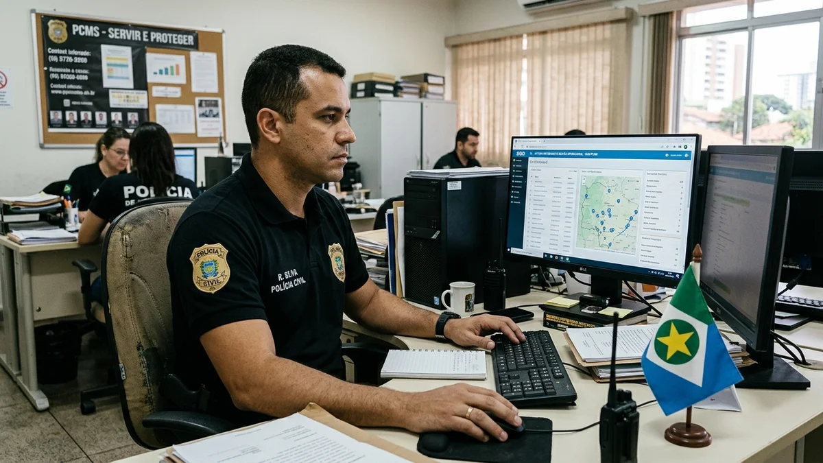 Sistema Sigo em pleno funcionamento em workstation de delegacia em MS — Foto: Divulgação