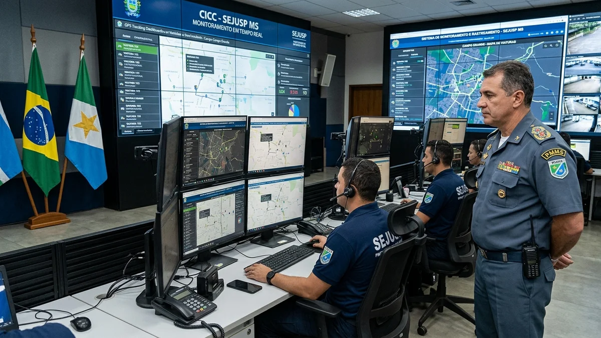 Central de Monitoramento Integrado da SEJUSP MS em Campo Grande — Foto: Divulgação