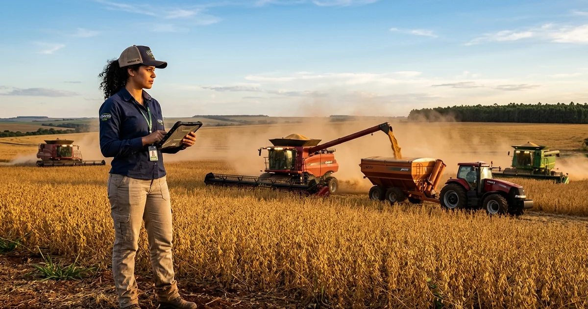 Tecnologia no Campo: Colheita de Grãos em MS Bate Recorde com Frotas Autônomas e Conectividade Rural