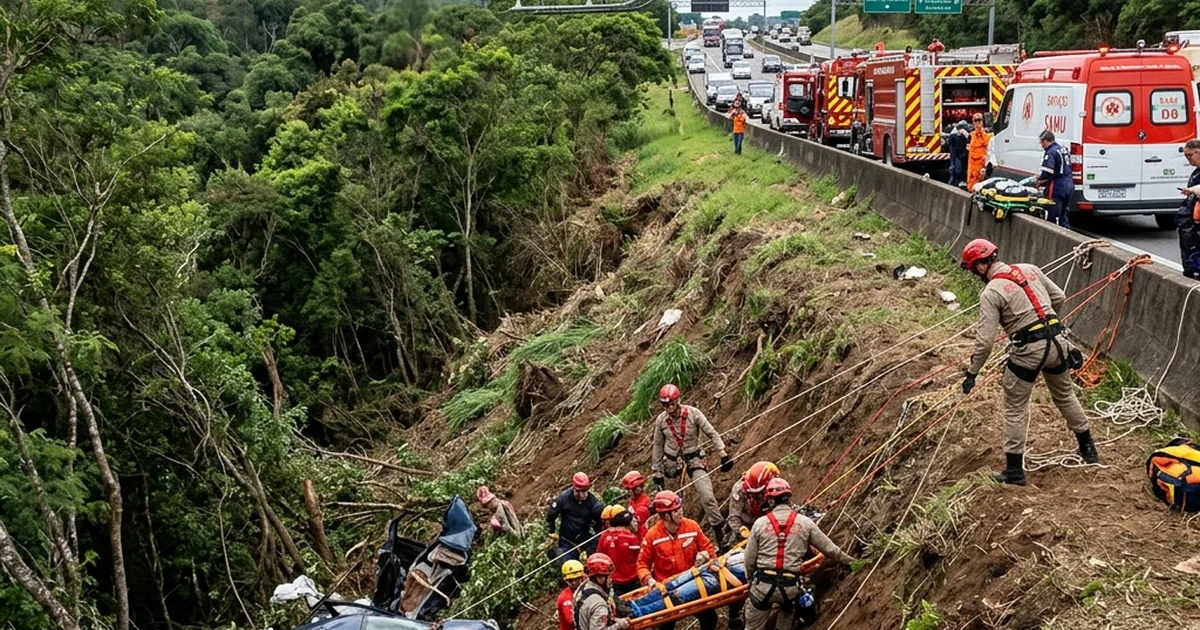 Resgate Aéreo e Rodovia Parada: Carro Cai em Ribanceira na Castello Branco em Tatuí
