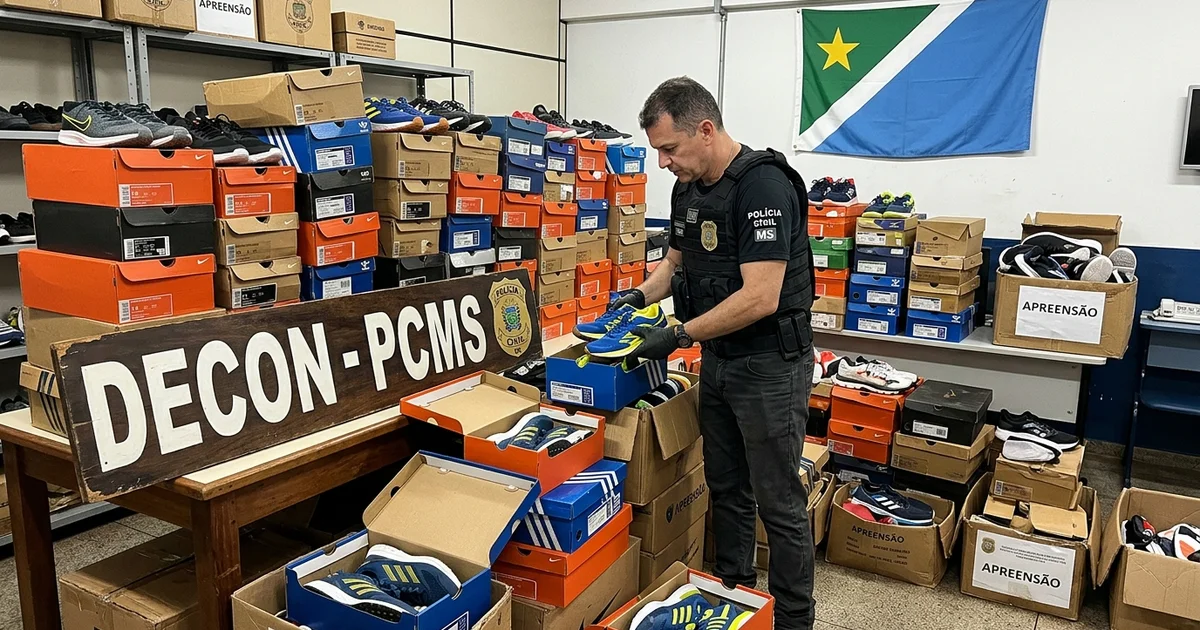 Procon/MS e Decon apreendem mais de 4,3 mil tênis falsificados em Campo Grande