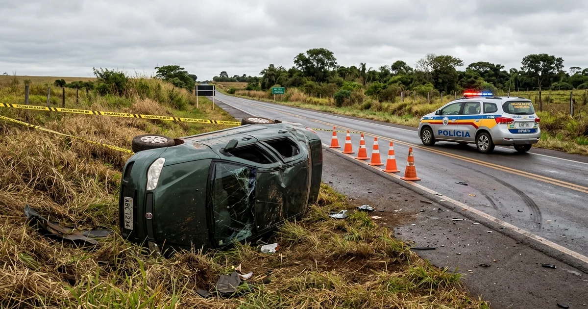 Tragédia na MS-352: Homem de 52 Anos Morre em Capotamento na Estrada da Ponte do Grego e Três Ficam Feridos