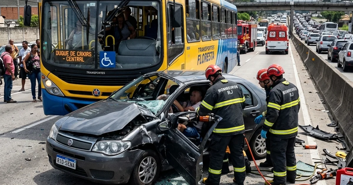 Grave Colisão na BR-116: Ônibus e Carro Batem e Deixam Vítimas em Duque de Caxias