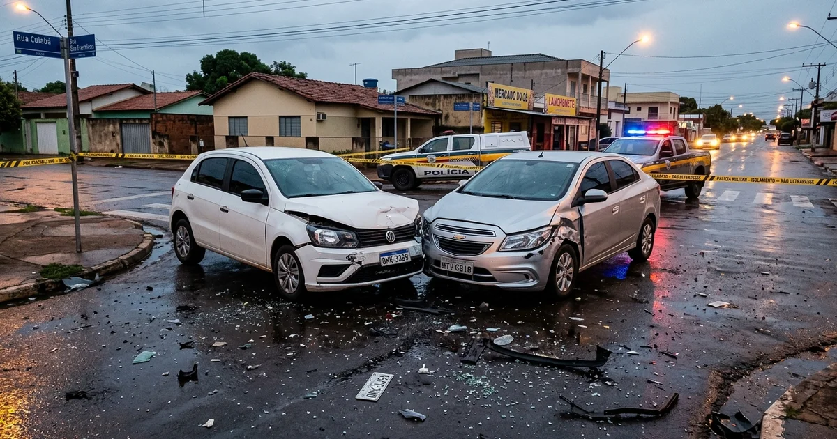 Cruzamento Perigoso: Colisão entre Gol e Prisma Deixa Homem Ferido em Nova Corumbá