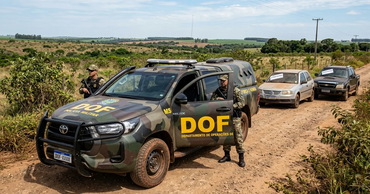 DOF intercepta comboio tático e recupera três caminhonetes furtadas na rodovia MS-164