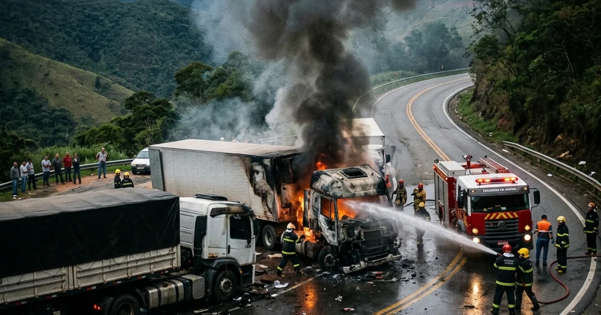 Tragédia e Fogo na Serra: Colisão de Carretas na BR-251 Deixa Morto Carbonizado no Norte de Minas