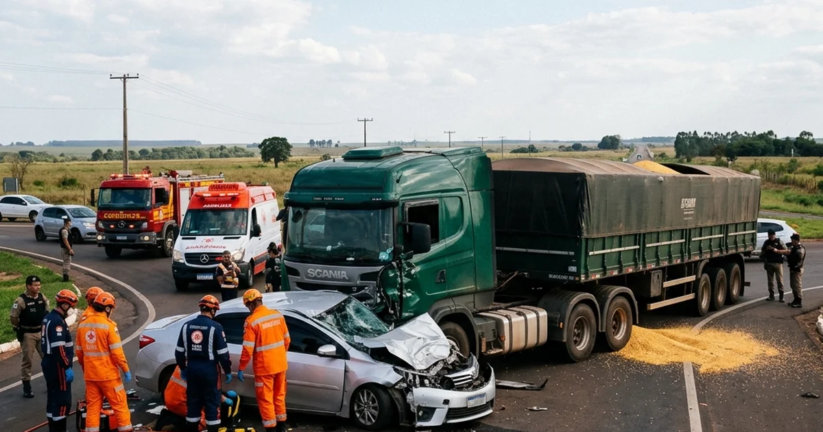 Violenta Colisão na MT-235: Carro e Carreta Batem e Deixam Quatro Mortos no Trevo da Libra