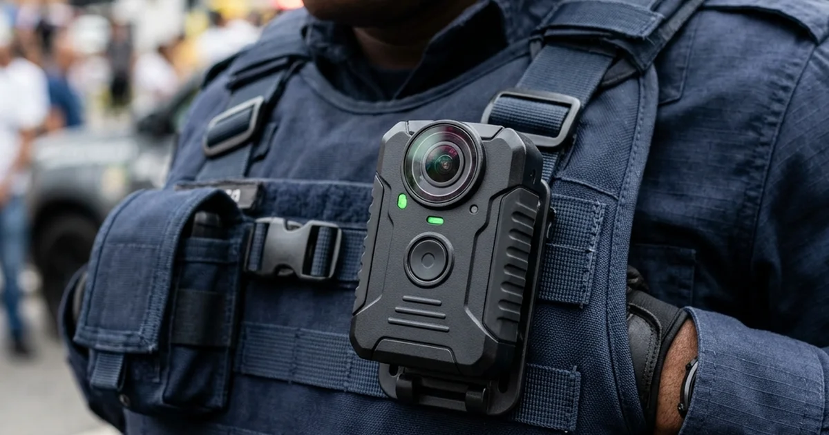 Câmera corporal acoplada ao colete balístico do policial militar em MS, tecnologia em debate na segurança pública
