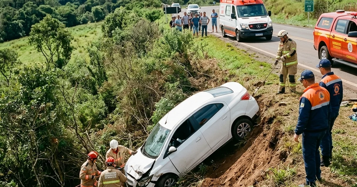 Despiste e Queda de Barranco na ERS-472 Deixa Dois Jovens Mortos em Três Passos